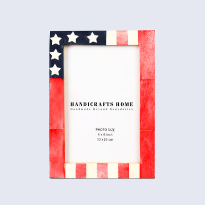 USA American Flag Picture Photo Frame Handmade Souvenirs - Available in 27 Sizes