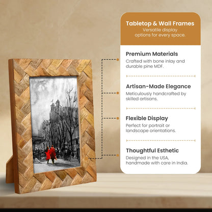 Wood Inlay Cinnamon Plaits Pattern Picture Photo Frame - 4x6 – Wholesale picture frames