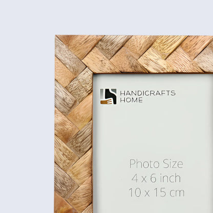 Wood Inlay Cinnamon Plaits Pattern Picture Photo Frame - 4x6 – Wholesale picture frames