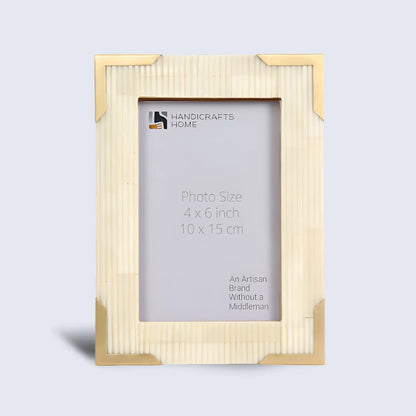 Bone Inlay & Brass Delux Carta Picture Frames, White 4x6 – Wholesale picture frames