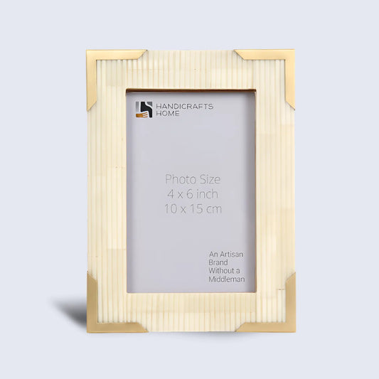 Bone Inlay & Brass Delux Carta Picture Frames, White 4x6 – Wholesale picture frames