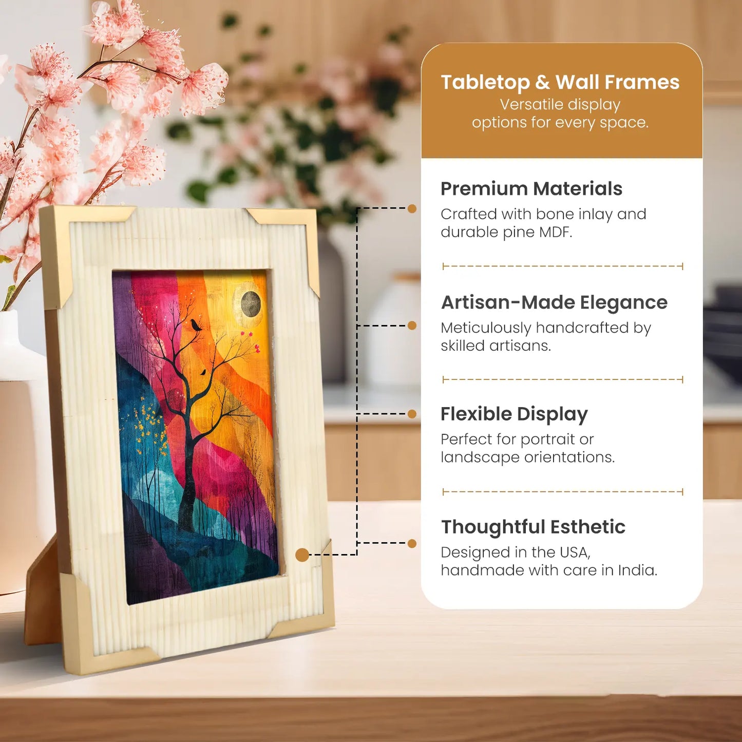 Bone Inlay & Brass Delux Carta Picture Frames, White 4x6 – Wholesale picture frames