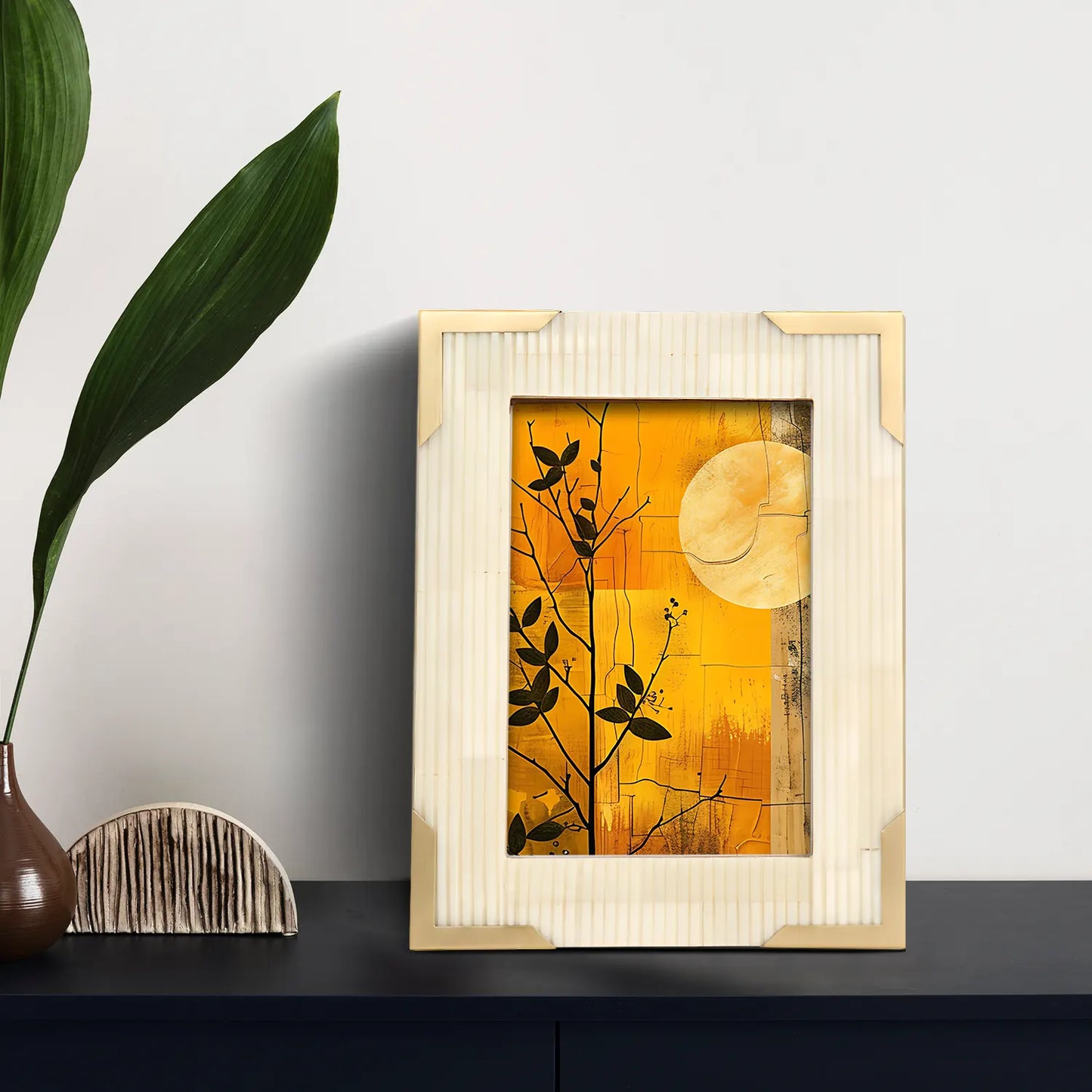 Bone Inlay & Brass Delux Carta Picture Frames, White 4x6 – Wholesale picture frames