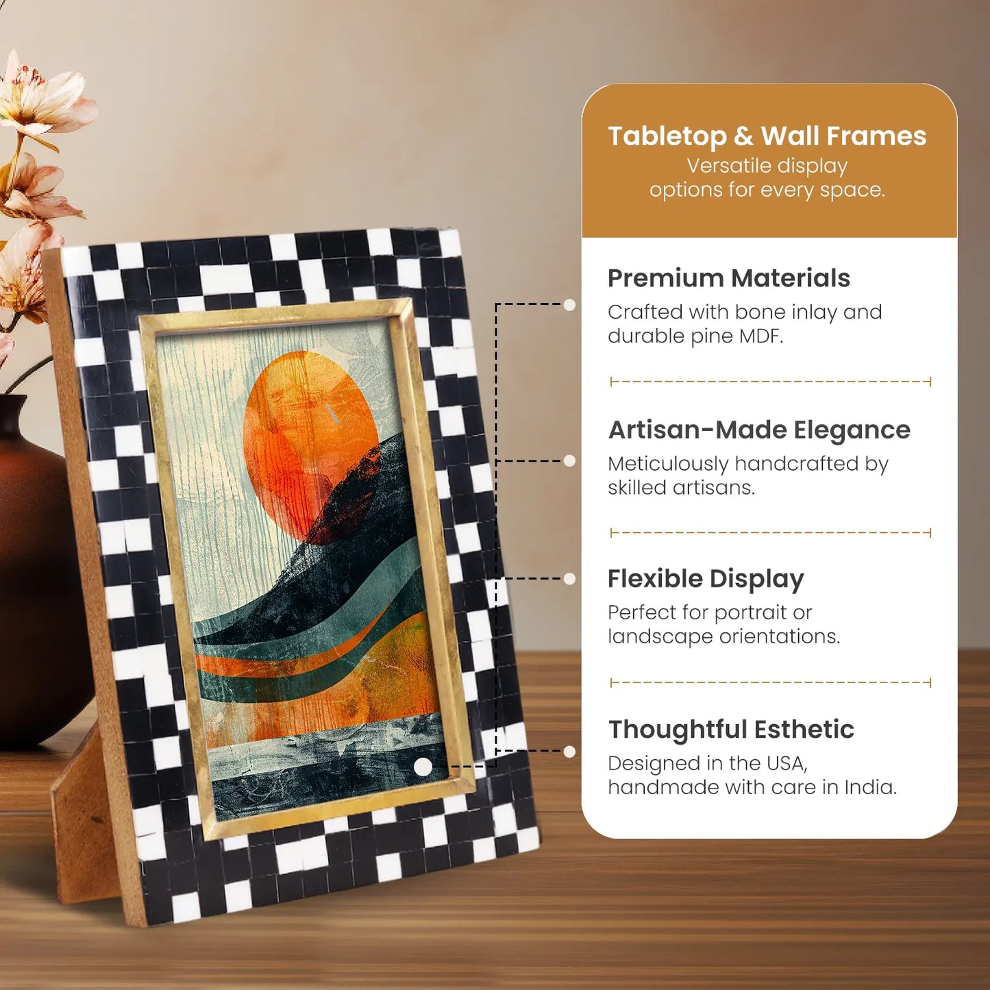 Picture Frames Halo Mosaic Pattern Resin Inlay Collection, 4x6 – Wholesale picture frames