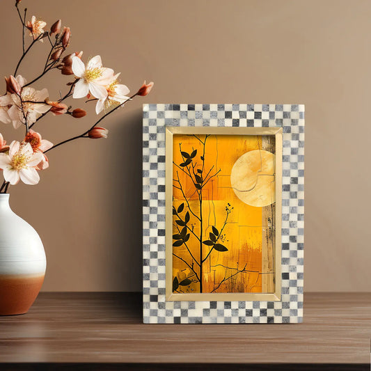 Bone Inlay & Brass Checkered Pattern Picture Frame - 4x6 – Wholesale picture frames