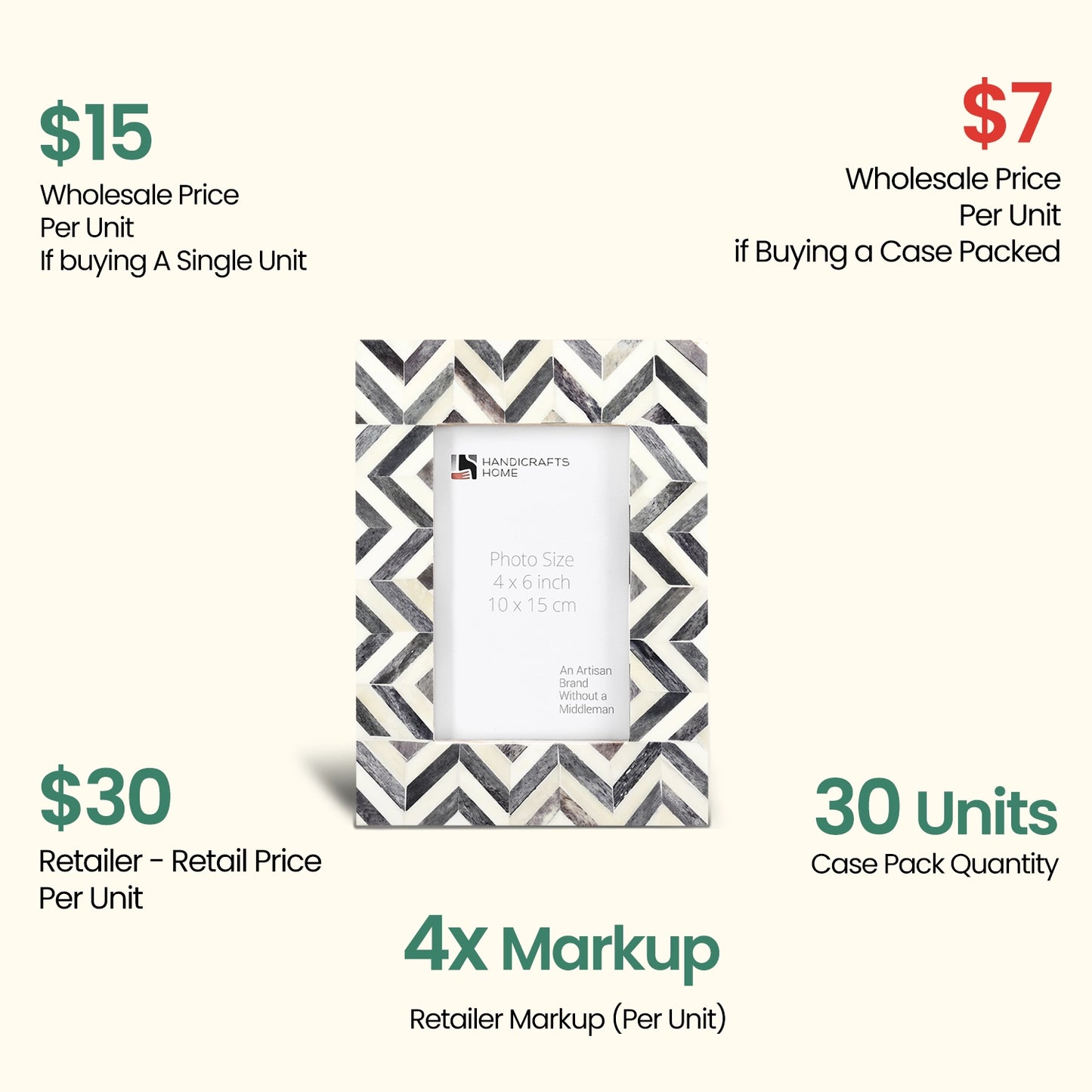 Decorative Picture Frames Zigzag Grey, 4x6, Pack of 30