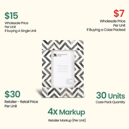 Decorative Picture Frames Zigzag Grey, 4x6, Pack of 30