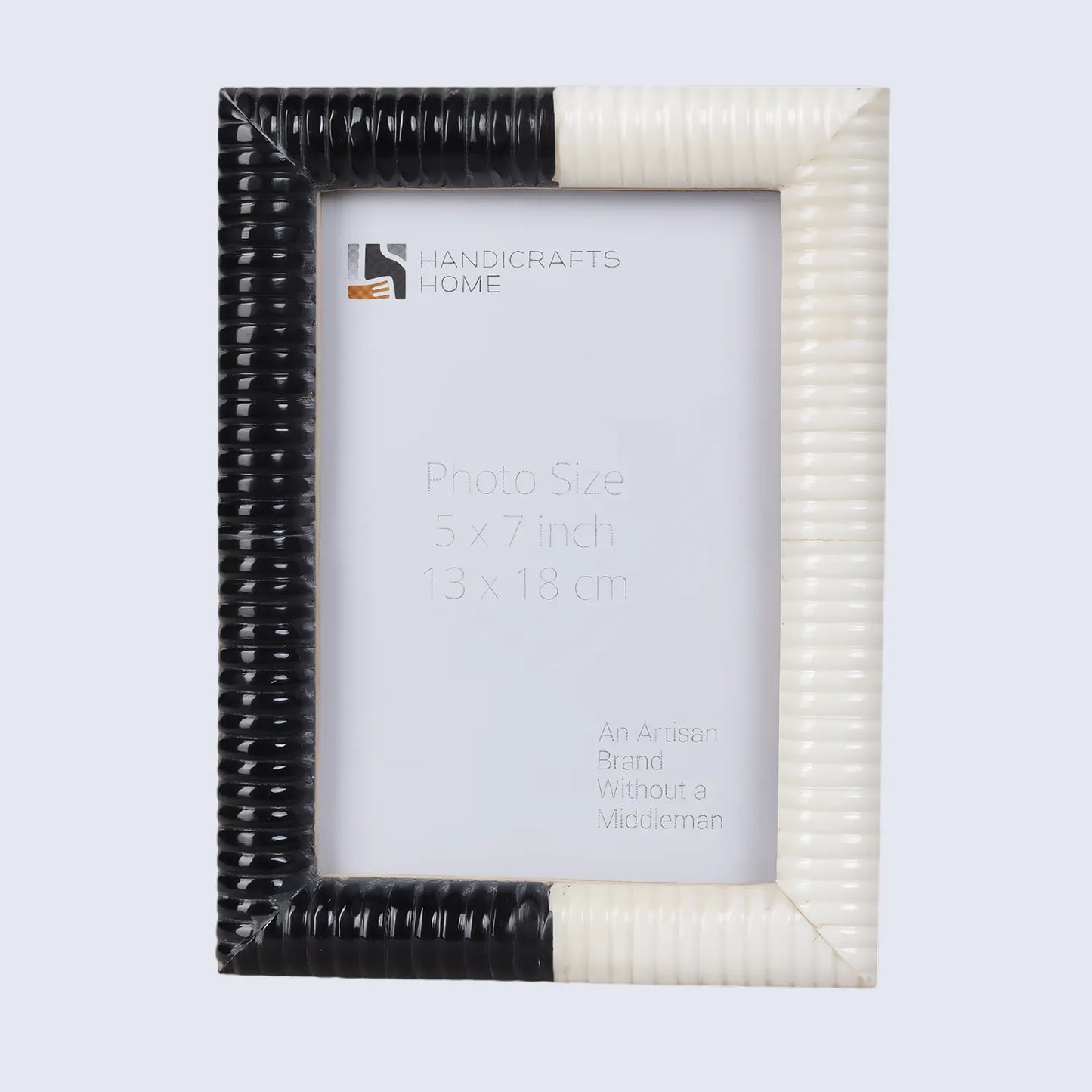 Ridged Black & White Bone & Resin Inlay Picture Frame- 4x6 & 5x7