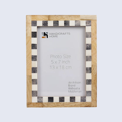 Checkered Bone Inlay Picture Frame, Grey & White – Wholesale picture frames
