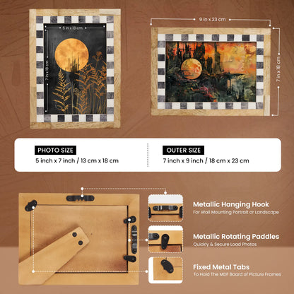 Checkered Bone Inlay Picture Frame, Grey & White – Wholesale picture frames