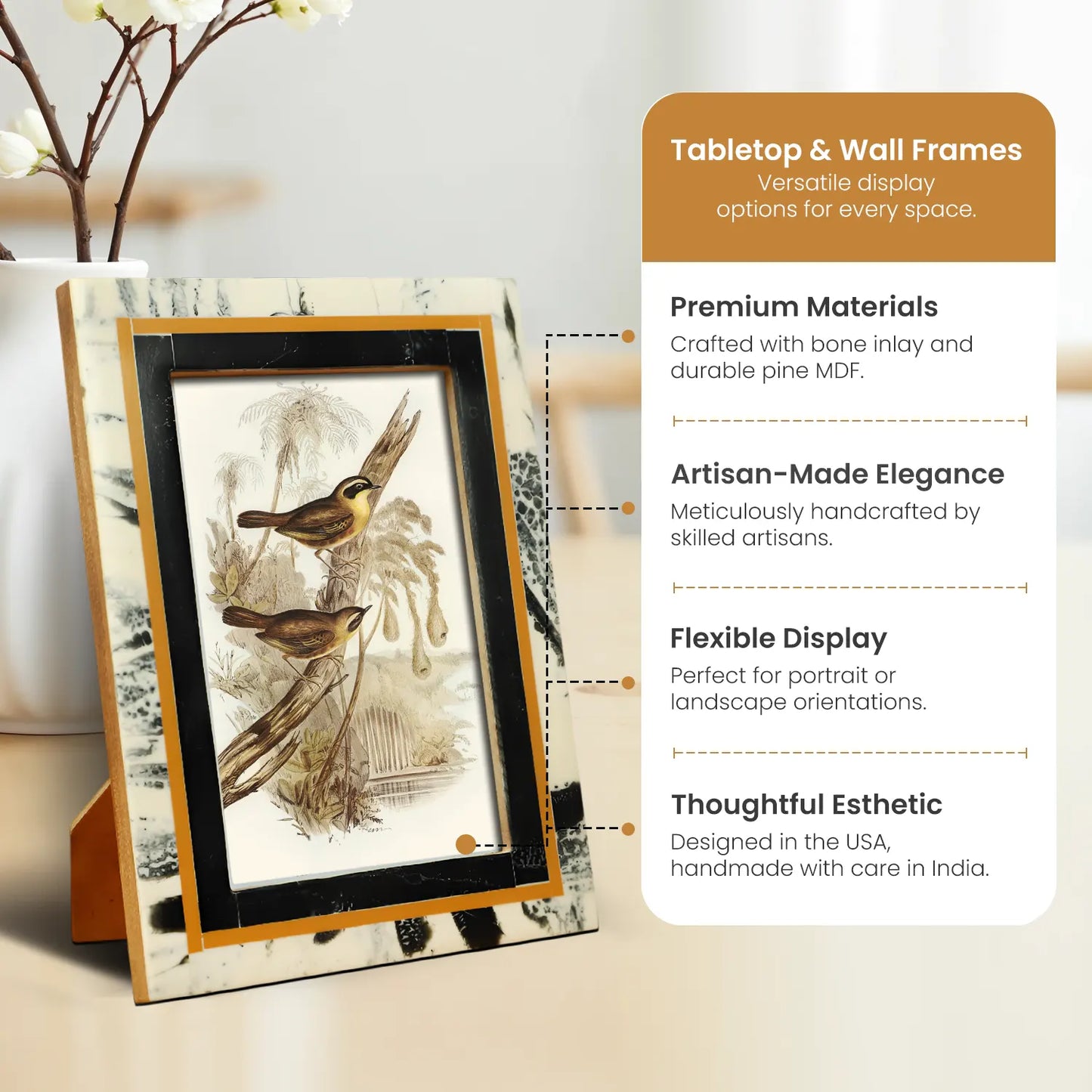 Black Abstract Ink Resin Inlay Picture Frame in 4x6 & 5x7 – Wholesale picture frames