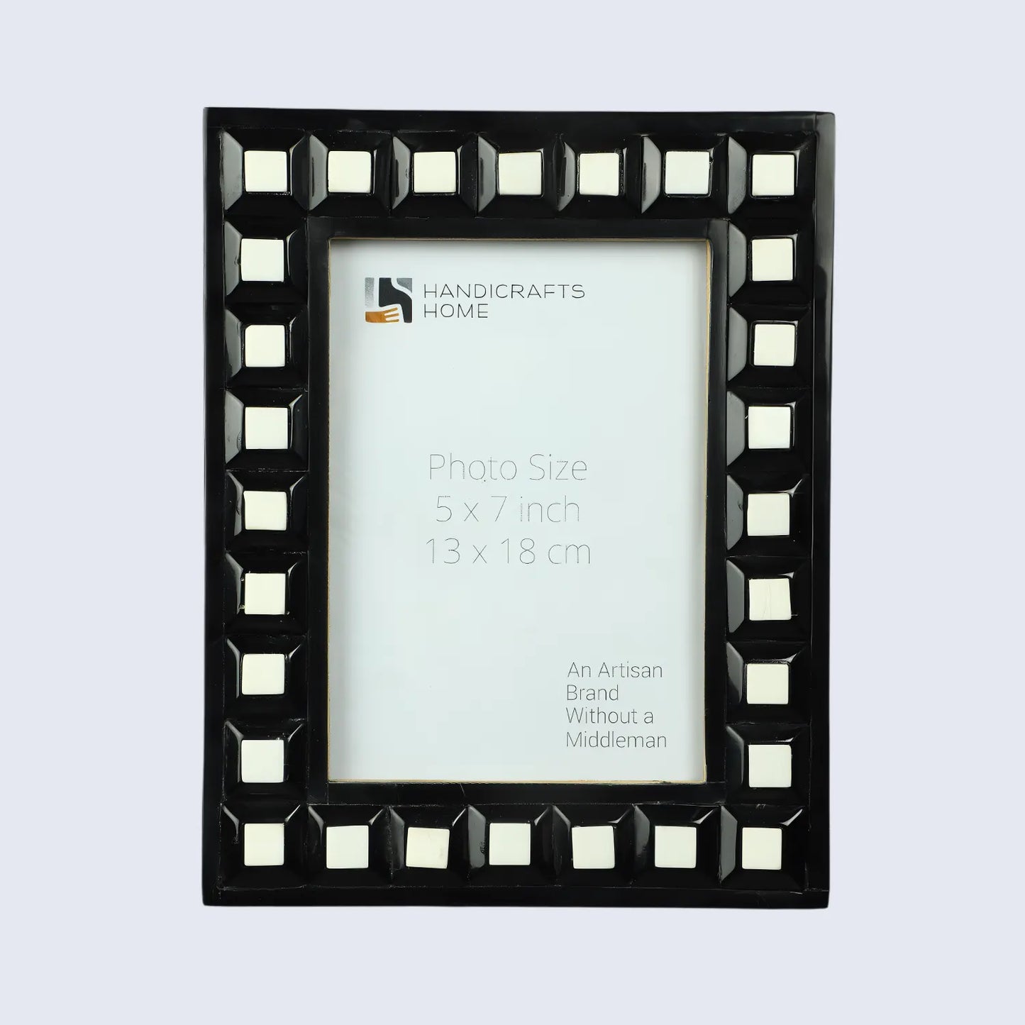 Black & White Square Resin Inlay Photo Frame – 5x7