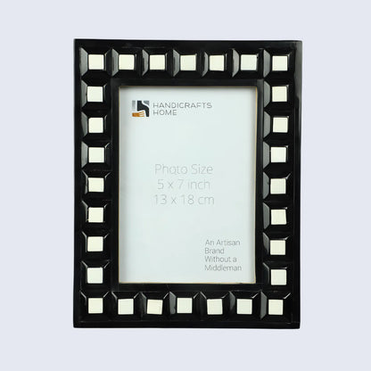 Black & White Square Resin Inlay Photo Frame – 5x7