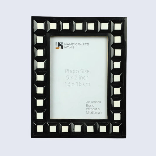 Black & White Square Resin Inlay Photo Frame – 5x7