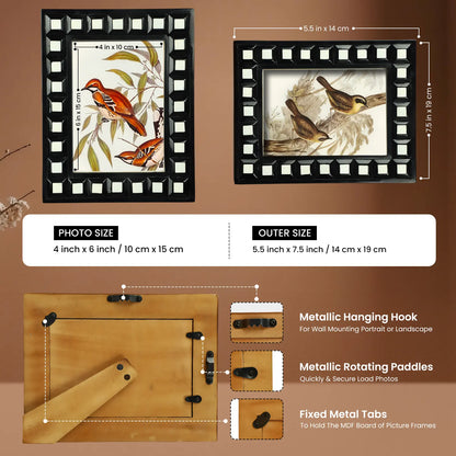 Black & White Square Resin Inlay Photo Frame – 5x7