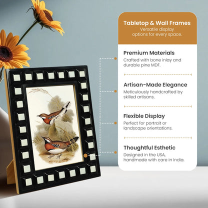 Black & White Square Resin Inlay Photo Frame – 5x7