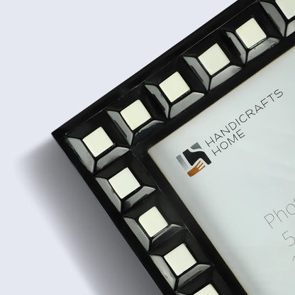 Black & White Square Resin Inlay Photo Frame – 5x7