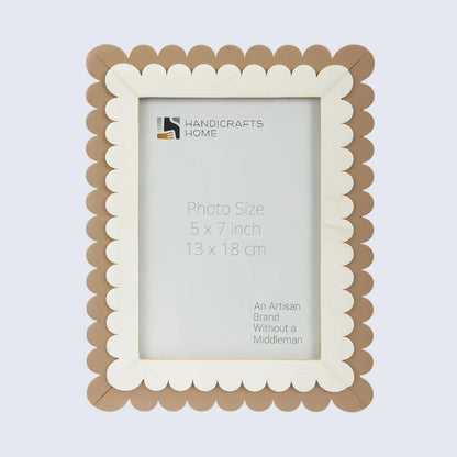 Petal Scallop Pattern Picture Frame White & Brown - 4x6 & 5x7