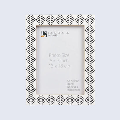 Resin inlay Tribal Geometry Pattern Black & White Picture Frame – Wholesale picture frames
