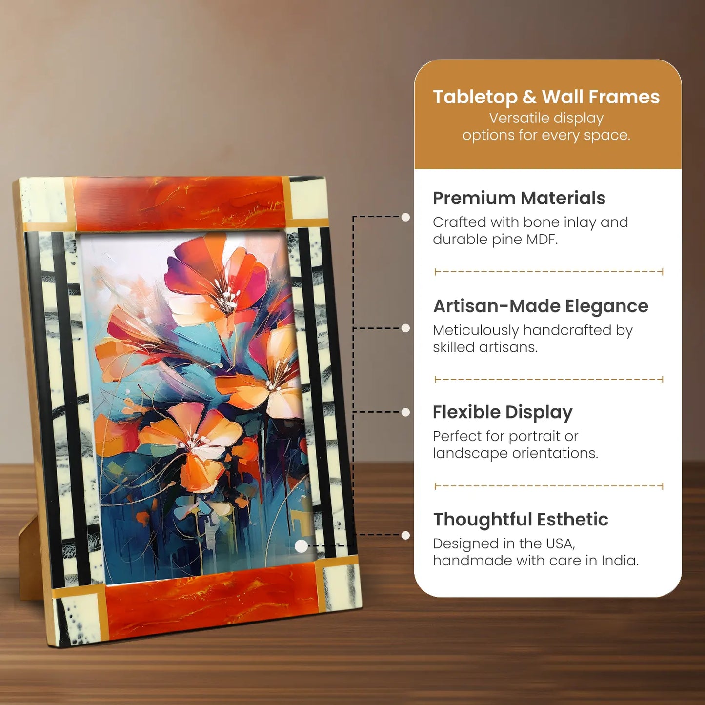 Orange Abstract Ink Resin Inlay Picture Frame in 4x6 & 5x7 – Wholesale picture frames