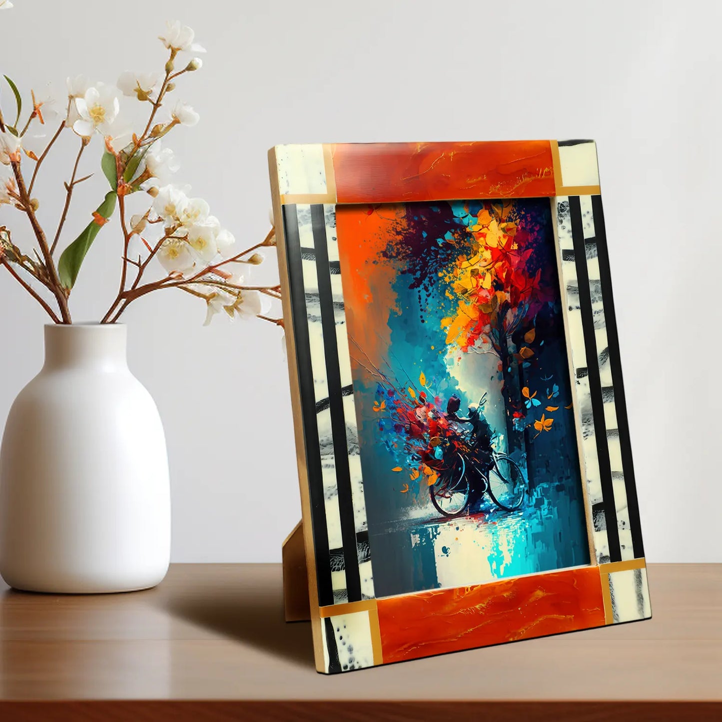 Orange Abstract Ink Resin Inlay Picture Frame in 4x6 & 5x7 – Wholesale picture frames