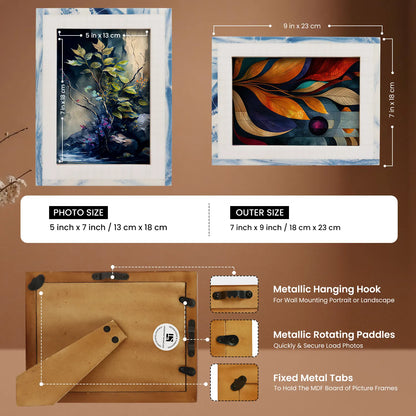 Resin Inlay Marbled pattern White & Blue Picture Frame – Wholesale picture frames