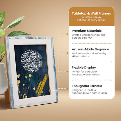 Resin Inlay Marbled pattern White & Blue Picture Frame – Wholesale picture frames