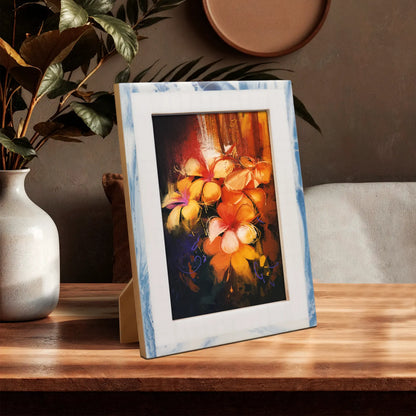 Resin Inlay Marbled pattern White & Blue Picture Frame – Wholesale picture frames