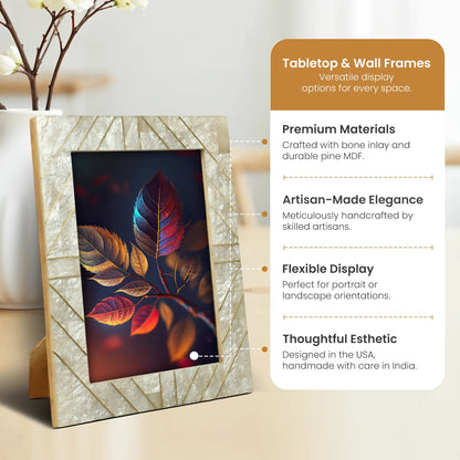 Brasselin Resin Inlay & Brass Crown Grey Picture Frame 4x6 & 5x7