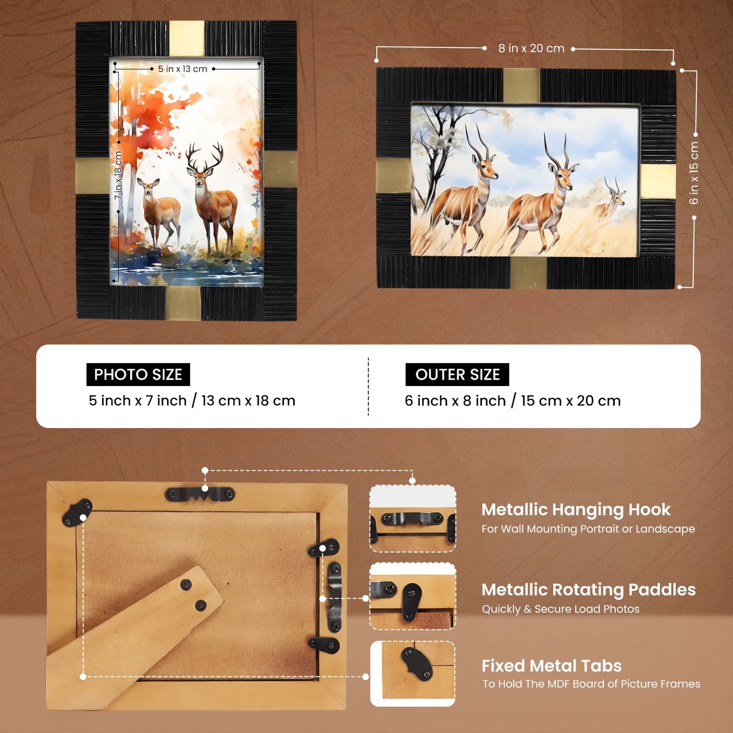 Resin Inlay Black & Gold Picture Frame For Desk & Wall-3 Sizes – Wholesale picture frames