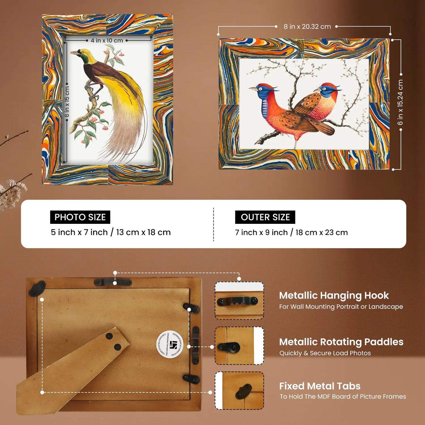 Colorful Paint Splatter Pattern 5x7 Resin Inlay Picture Frame – Wholesale picture frames