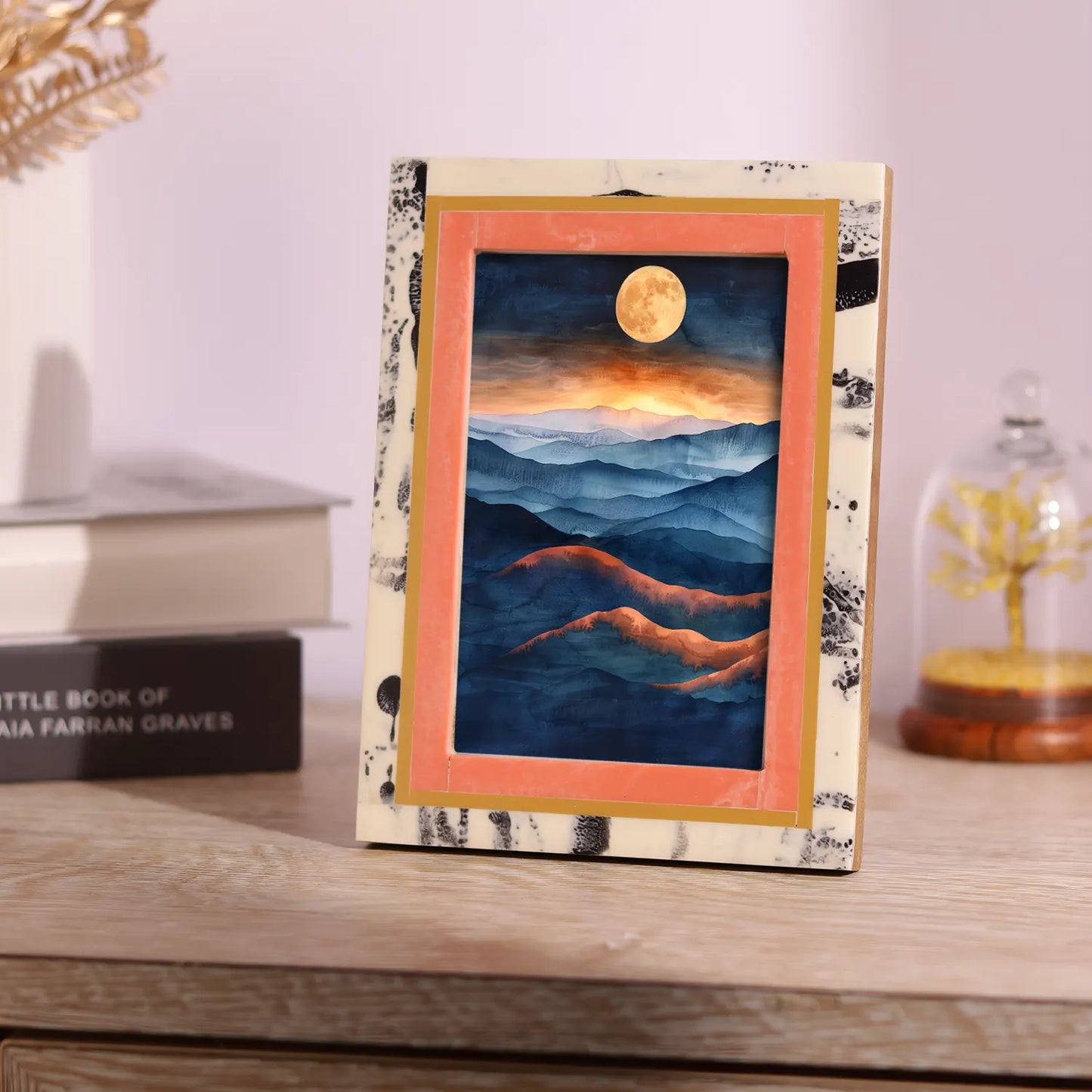 Peach Abstract Ink Resin Inlay Picture Frame in 4x6 & 5x7 – Wholesale picture frames