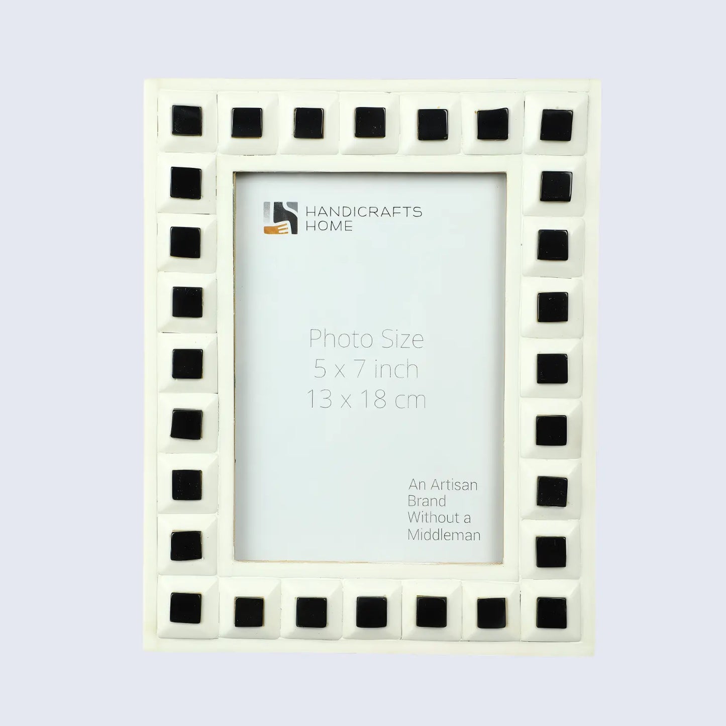 Black & White Square Resin Inlay Photo Frame – 5x7