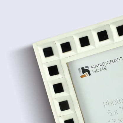 Black & White Square Resin Inlay Photo Frame – 5x7