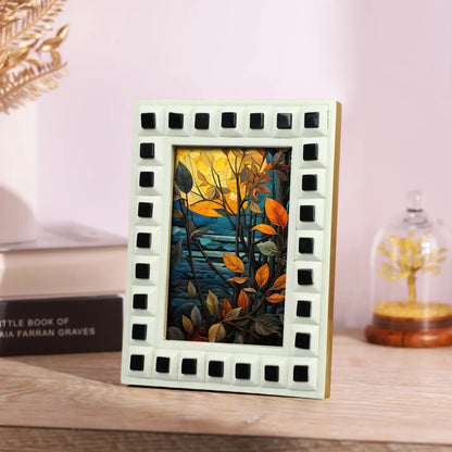 Black & White Square Resin Inlay Photo Frame – 5x7