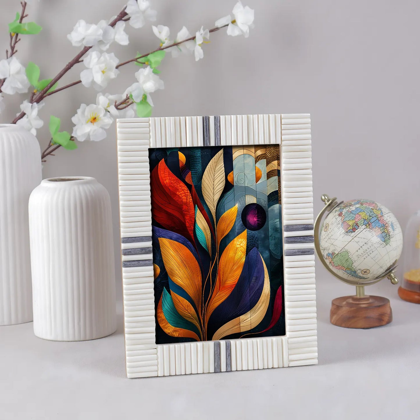 Grey & White Bone Inlay Picture Frame - 4x6 & 5x7 – Wholesale picture frames