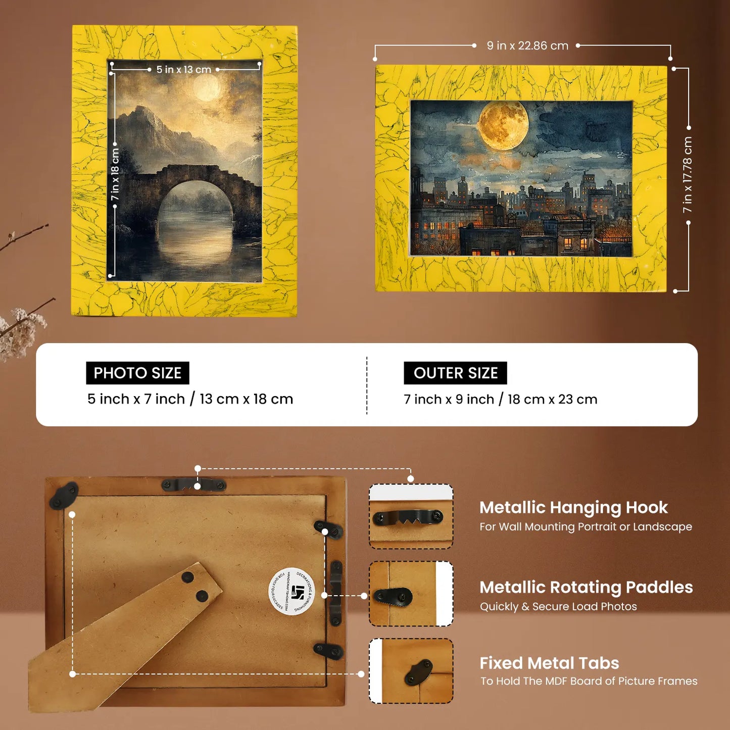 Resin Inlay Handmade Yellow Picture Frame for Wall & Tabletop - 5x7 – Wholesale picture frames