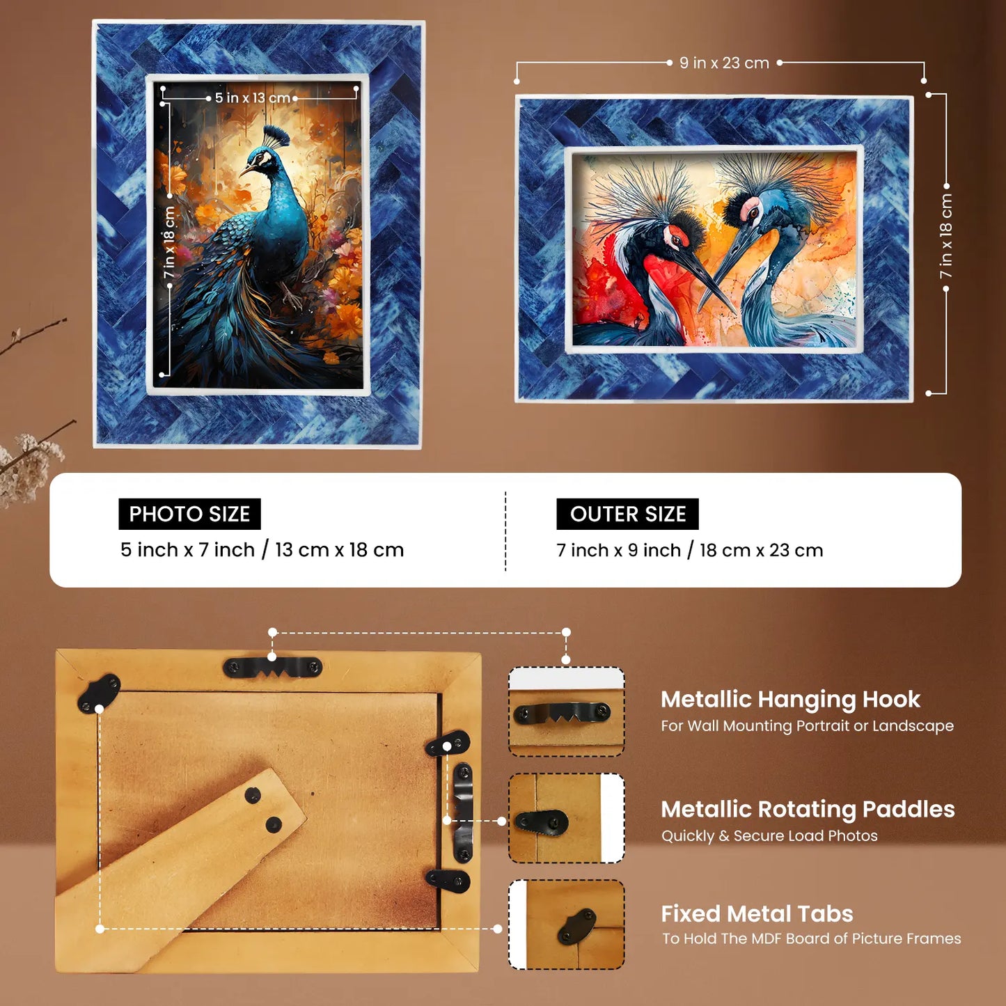 Blue Bone Inlay Handmade Picture Frame –  4x6 & 5x7 Decorative Tabletop Frame – Wholesale picture frames