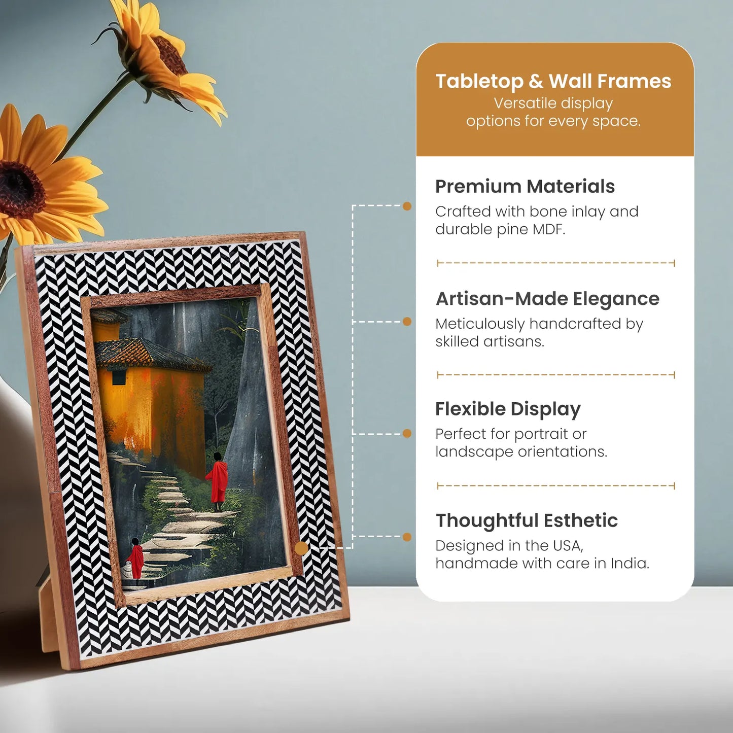 Blue Bone Inlay Handmade Picture Frame –  4x6 & 5x7 Decorative Tabletop Frame – Wholesale picture frames