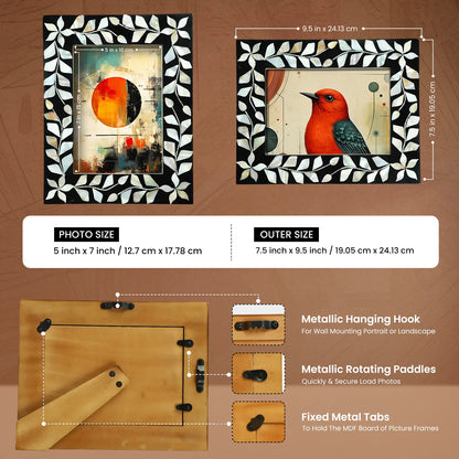 Alhambra Negra Mother of Pearl & Resin Inlay Picture Frame - 5x7