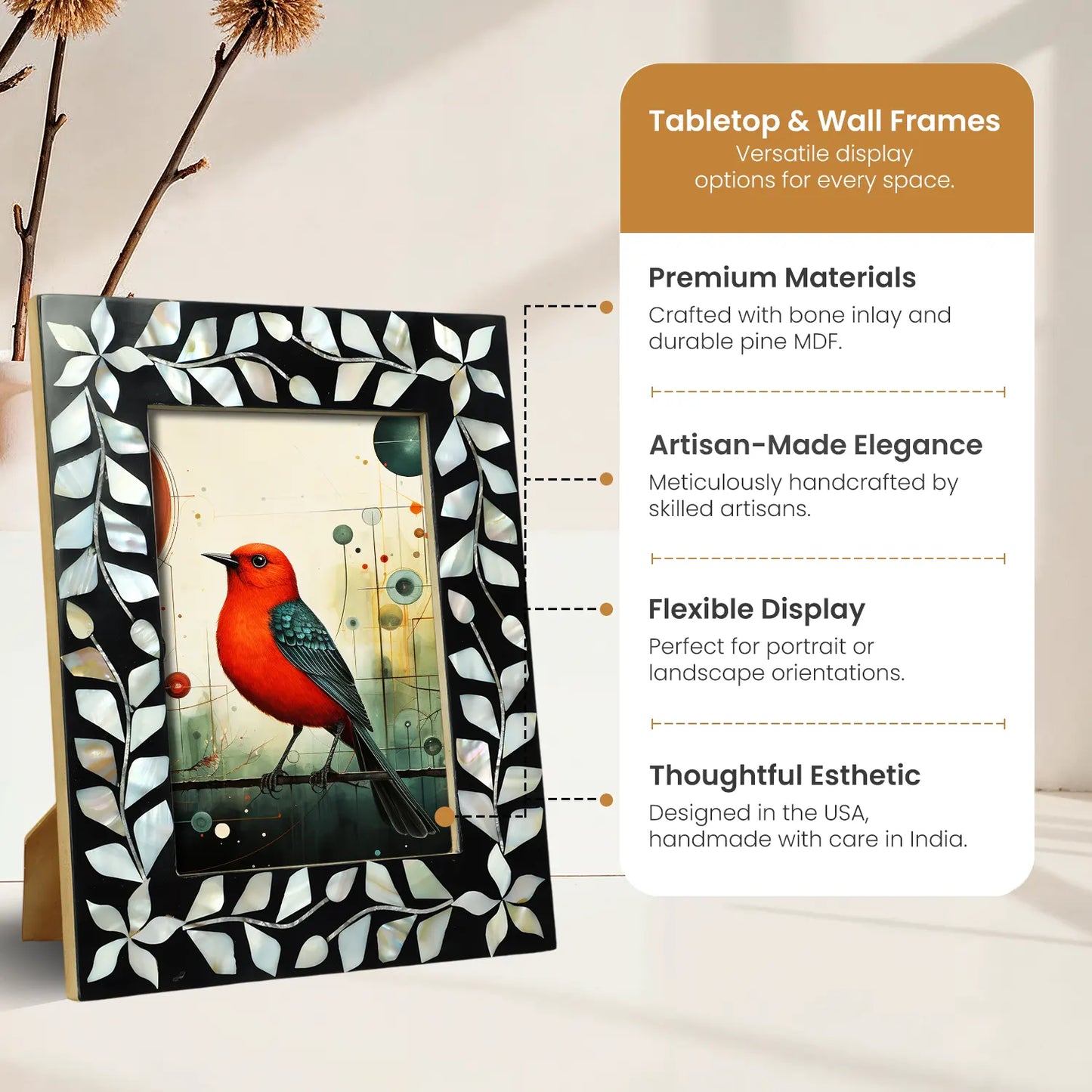 Alhambra Negra Mother of Pearl & Resin Inlay Picture Frame - 5x7