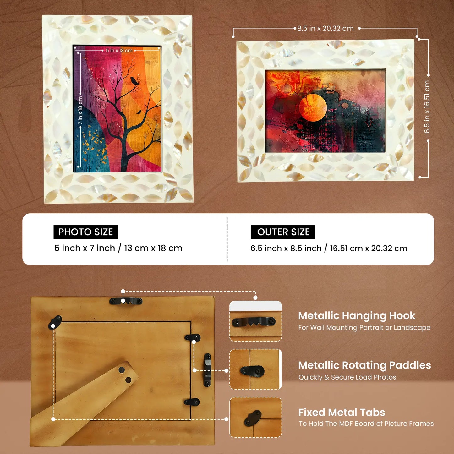 Mother of Pearl & Resin Inlay Avant Floral Picture Frame - White