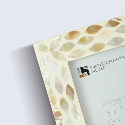 Mother of Pearl & Resin Inlay Avant Floral Picture Frame - White