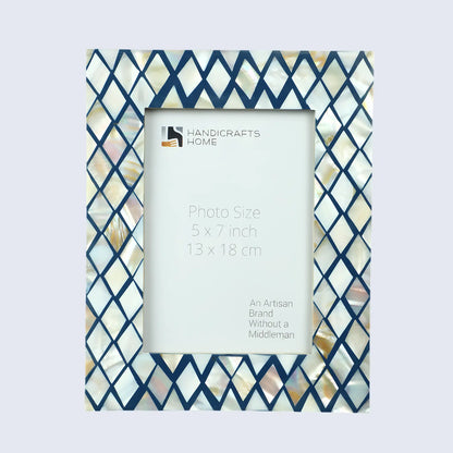 Navy & Pearl Mother of Pearl Diamond Photo Frame - 5x7