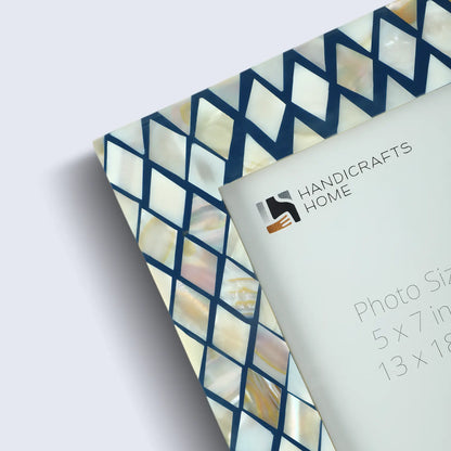 Navy & Pearl Mother of Pearl Diamond Photo Frame - 5x7