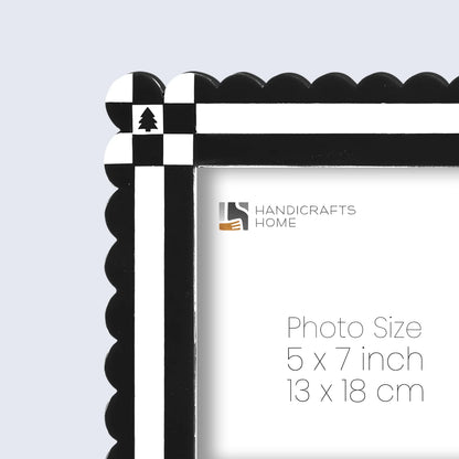 Handicrafts Home  Chalet Collection 4x6, 5x7 Picture Frames, Handmade with Resin Inlay & Pine MDF Red, Green & Black Scalloped Frames  Retail Ready & Giftable Home Decor