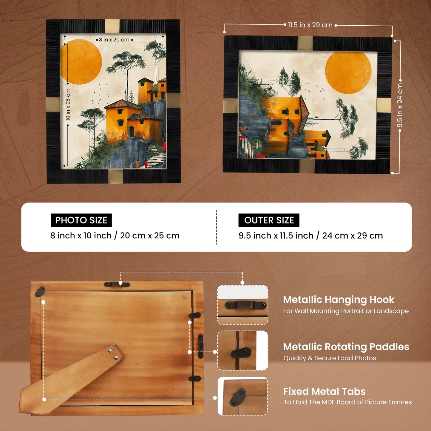 Resin Inlay Black & Gold Picture Frame For Desk & Wall-3 Sizes – Wholesale picture frames