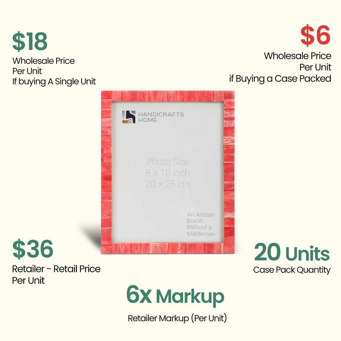 Decorative Picture Frames Bone Red, 8x10, Pack of 20