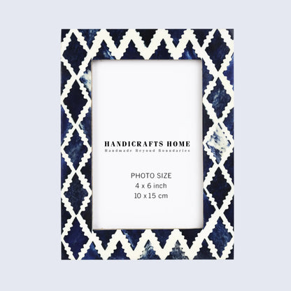 Picture Frame Indigo Pattern White & Blue 4X6