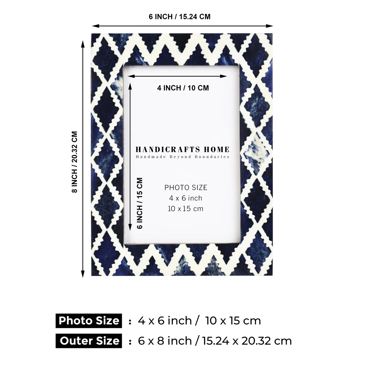 Picture Frame Indigo Pattern White & Blue 4X6